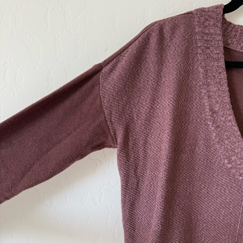 Prana Cedros Cocoa Contrasting Long Sleeve V Neck Knit Lightweight Sweater Small - Picture 3 of 9